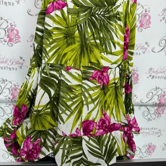 Brandy Melville dress tropical 🌴 green white pink open back strappy beach 🏖️ - Picture 9 of 14